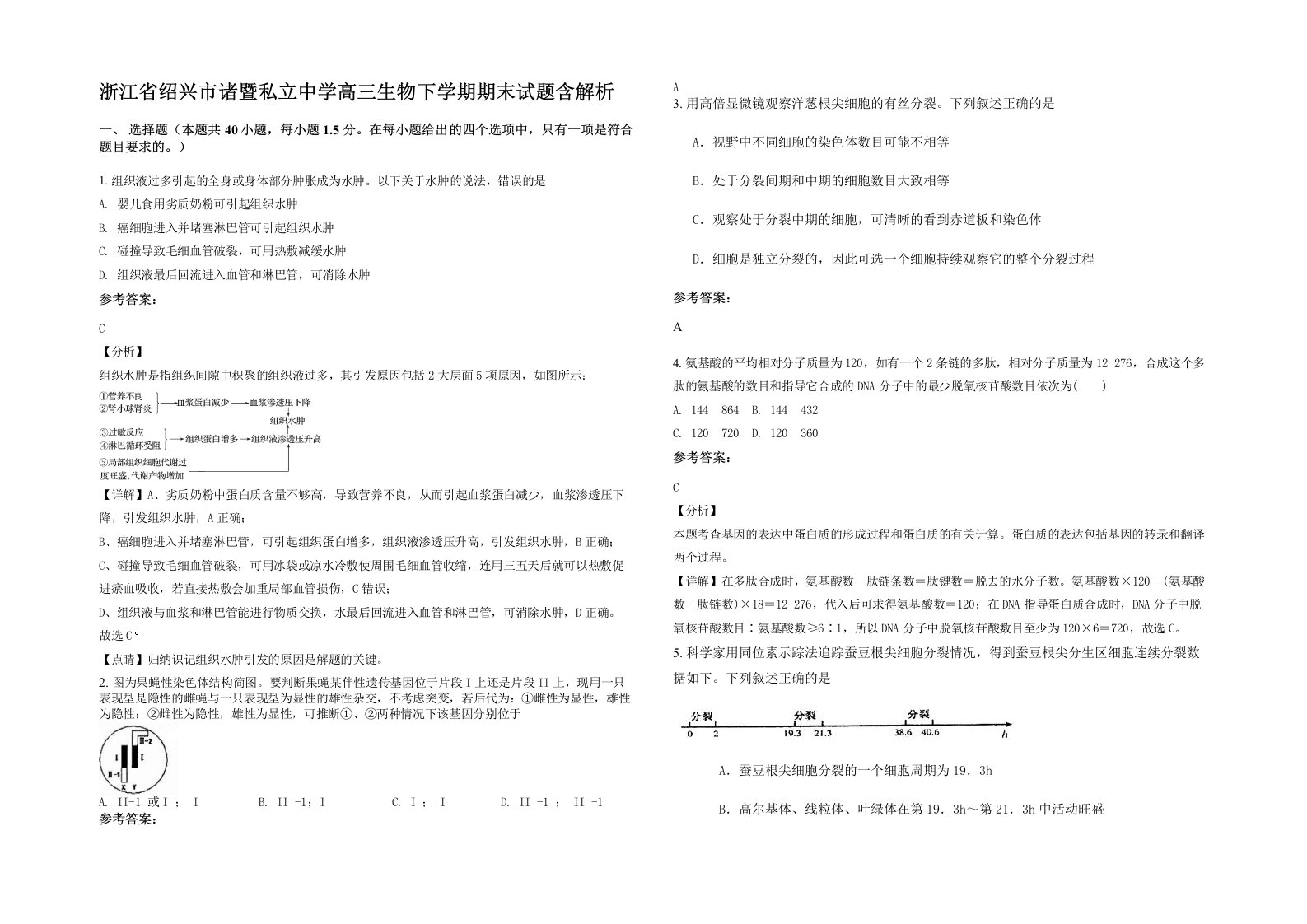 浙江省绍兴市诸暨私立中学高三生物下学期期末试题含解析