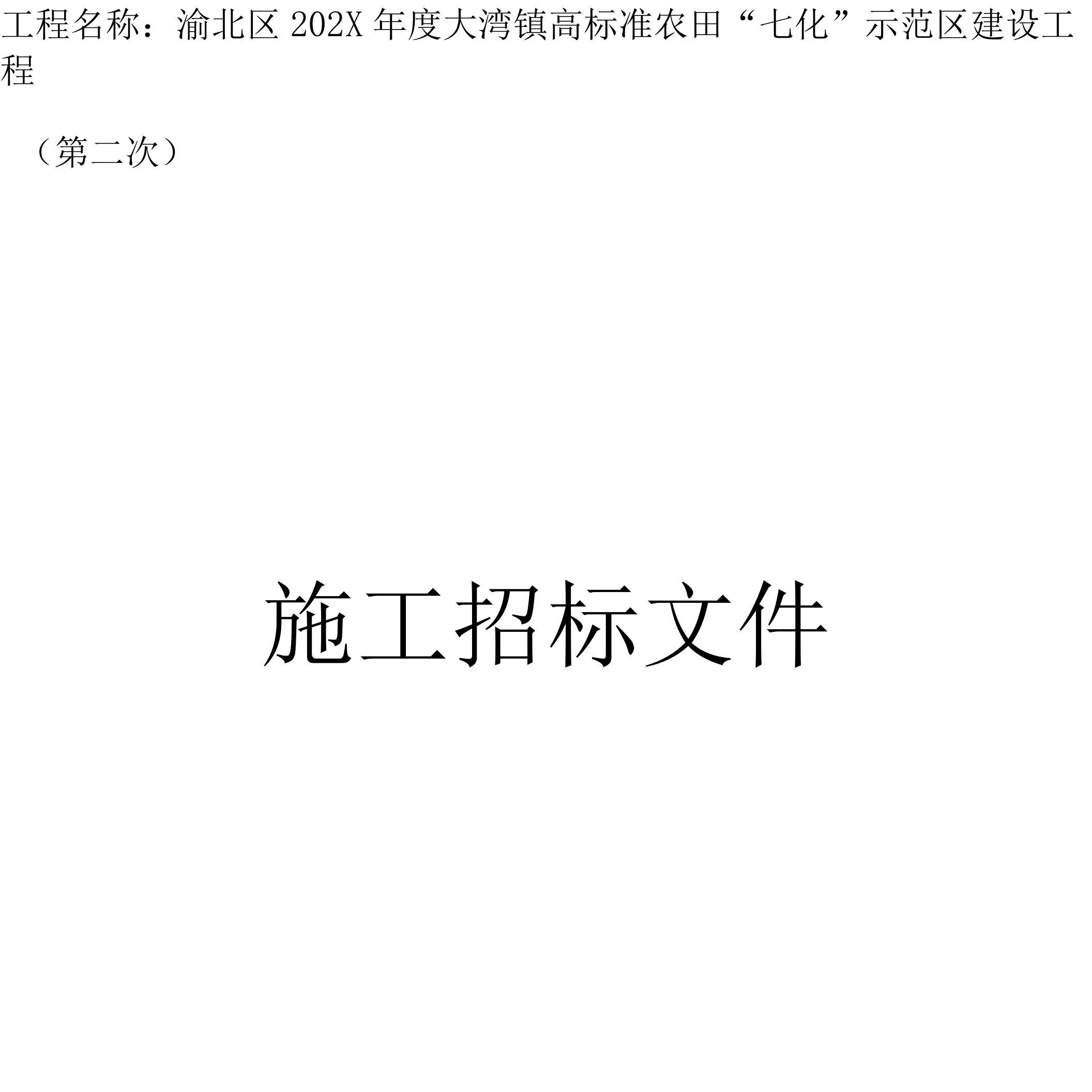 大湾镇高标准农田“七化”示范区建设项目（第二次）招标文件