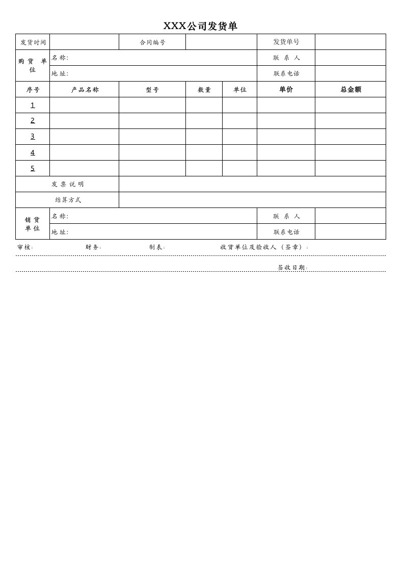 EXCEL发货单模板