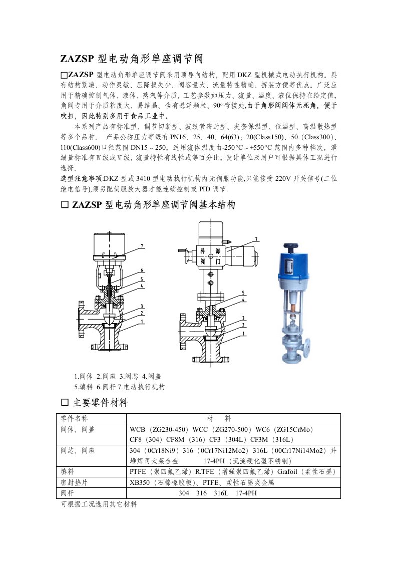 ZAZSP型电动角形单座调节阀