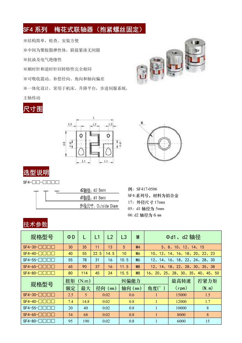 梅花式联轴器(抱紧螺丝固定)