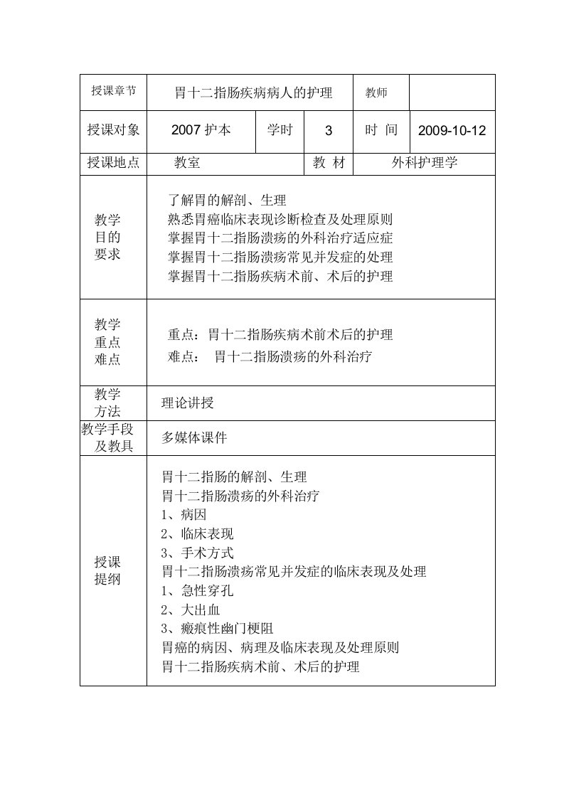 胃十二指肠疾病病人的护理