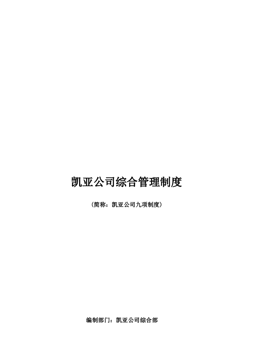 凯亚公司综合管理制度08-4——九项制度