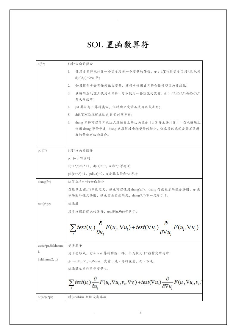 comsol算符大全