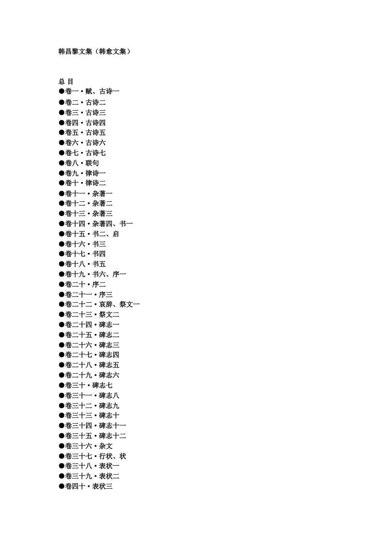 韩昌黎文集韩愈文集