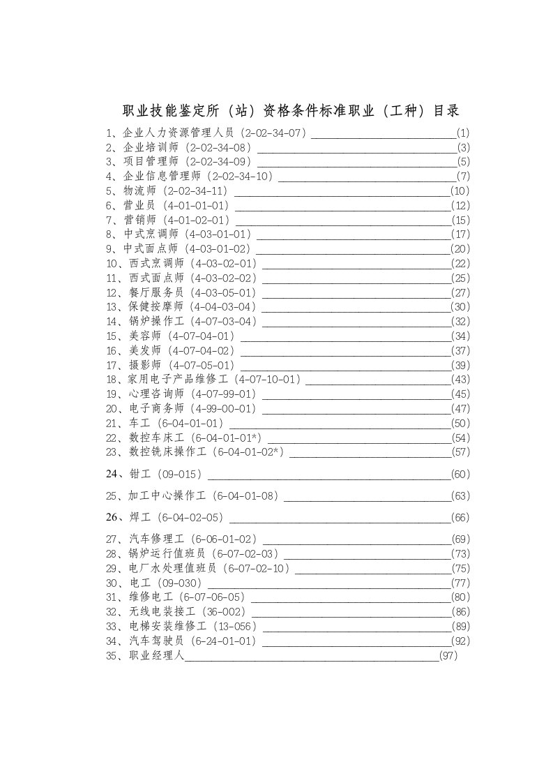 管理知识-职业技能鉴定所站资格条件标准企业人力资源管理人员