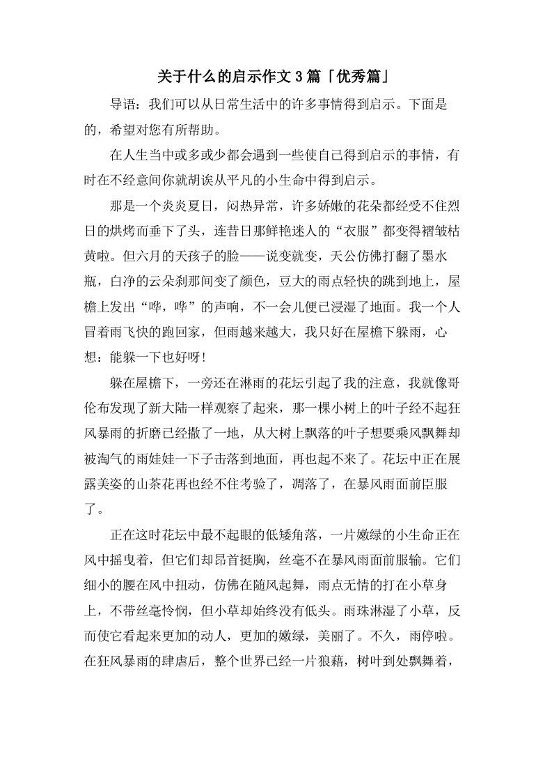 关于什么的启示作文3篇「篇」