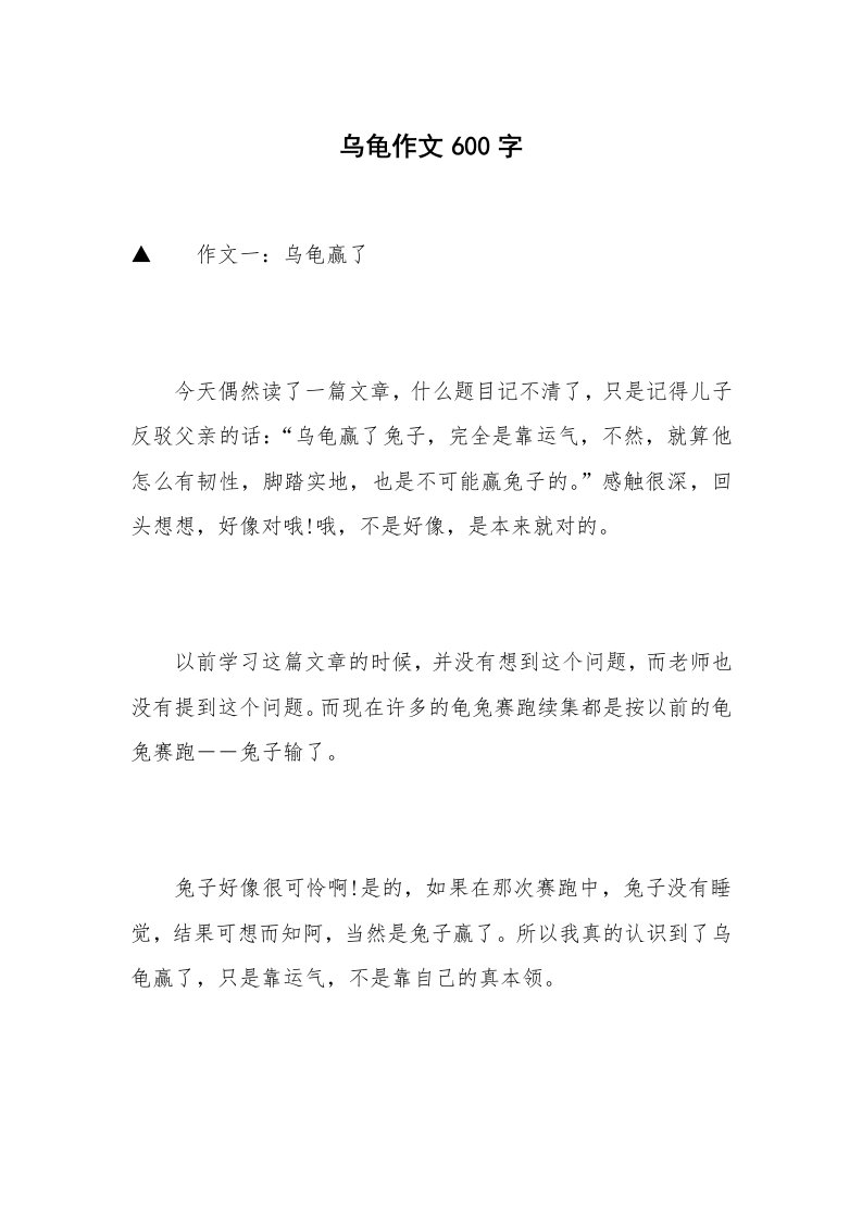 乌龟作文600字