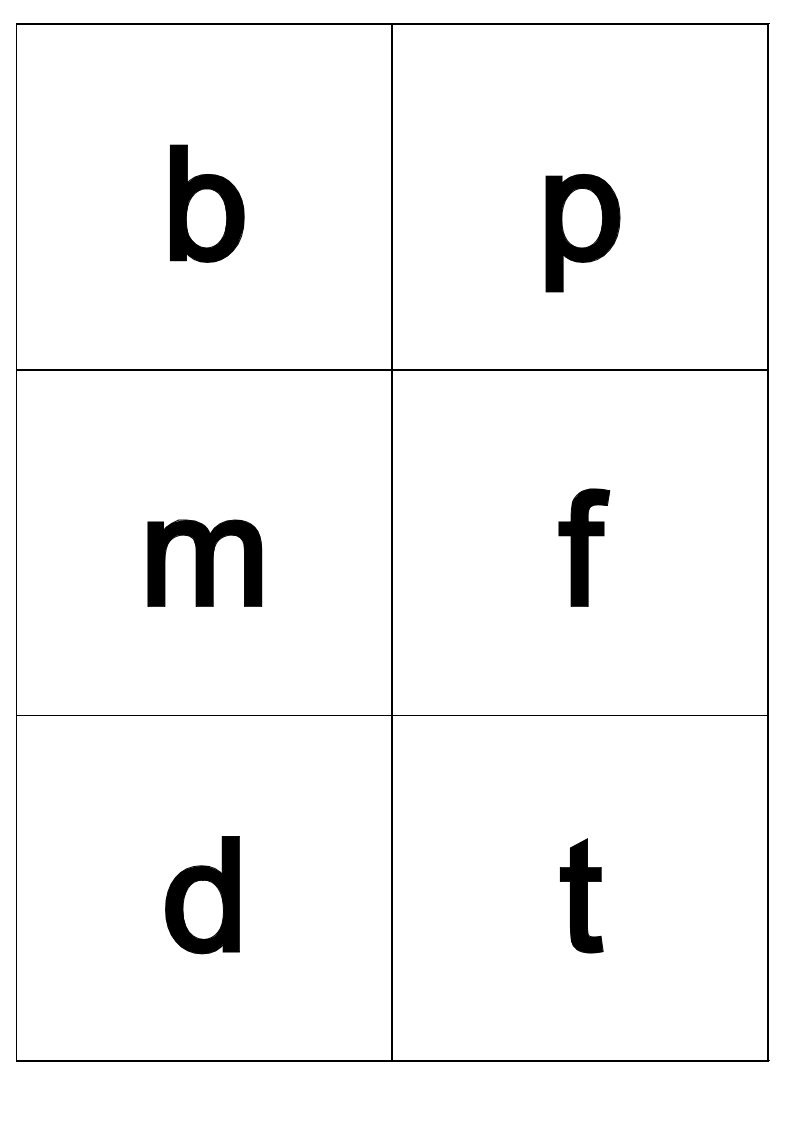 小学汉语拼音字母表卡片带声调WOD打印版