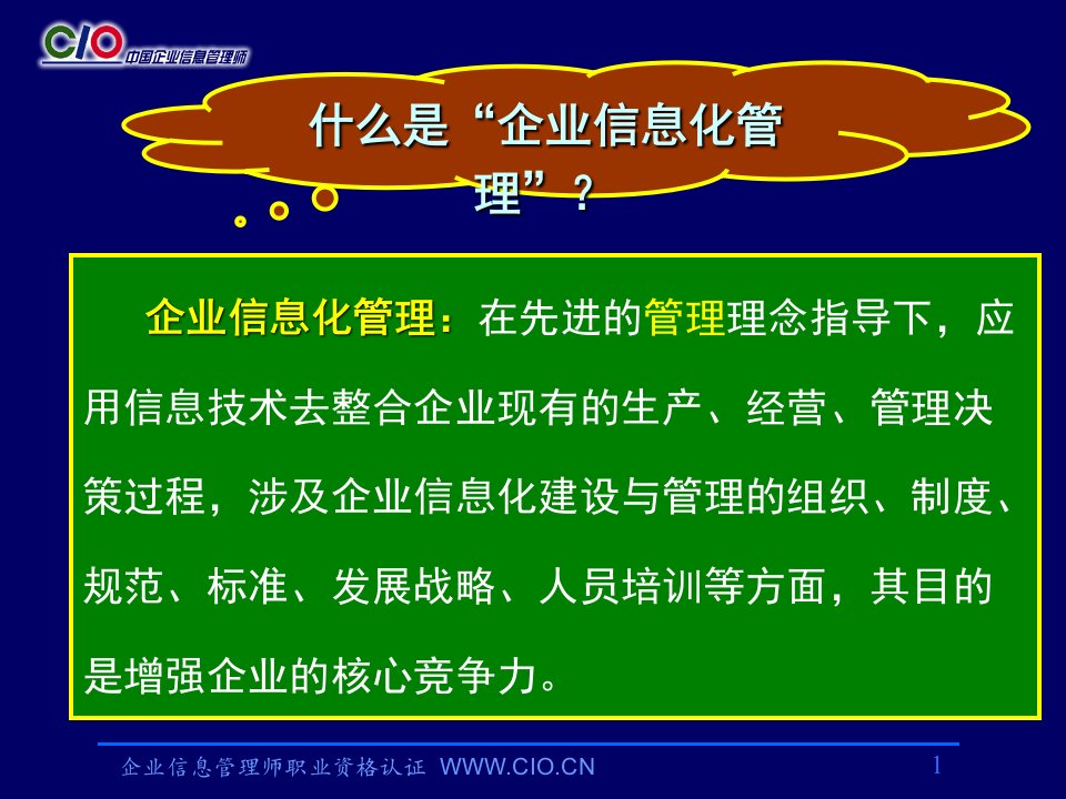 cio企业信息师信息化高级资料讲解