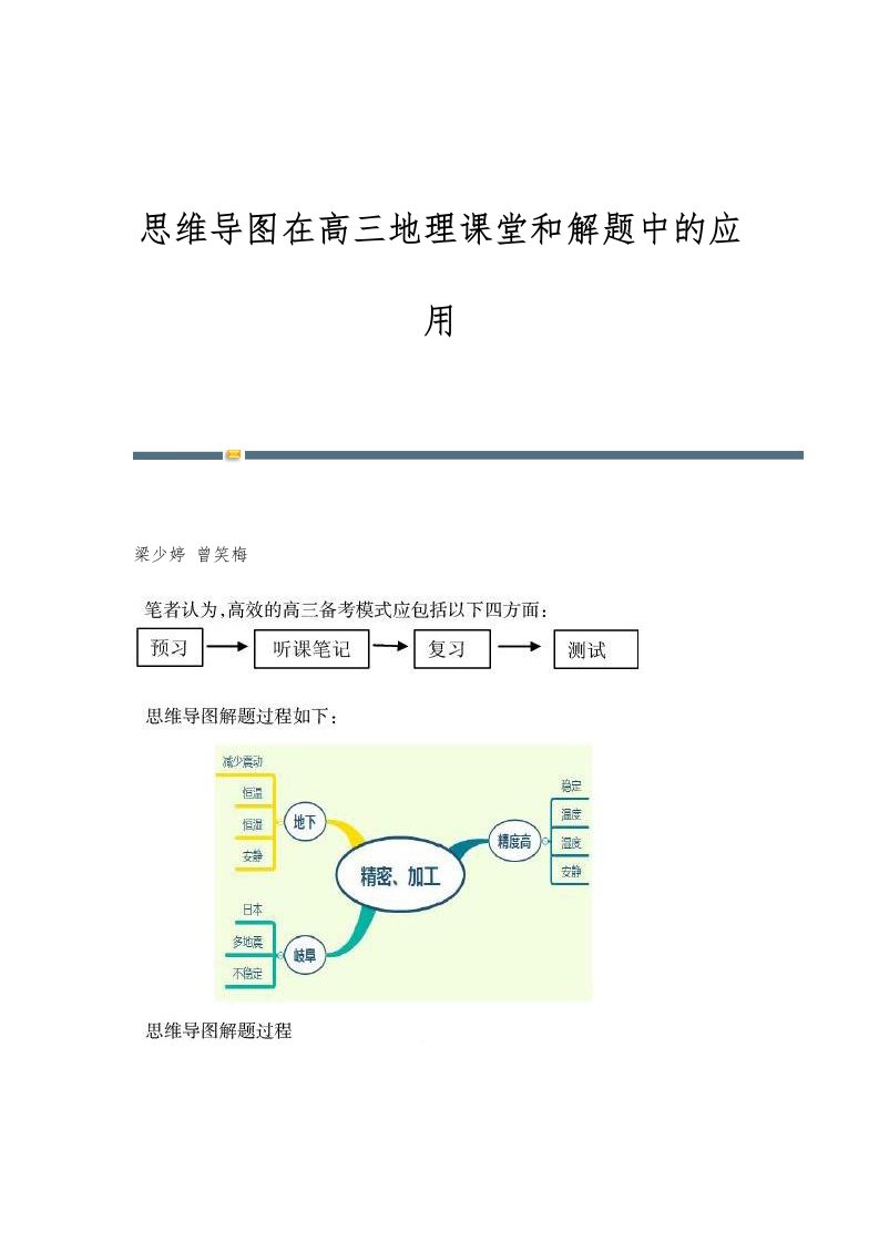 思维导图在高三地理课堂和解题中的应用