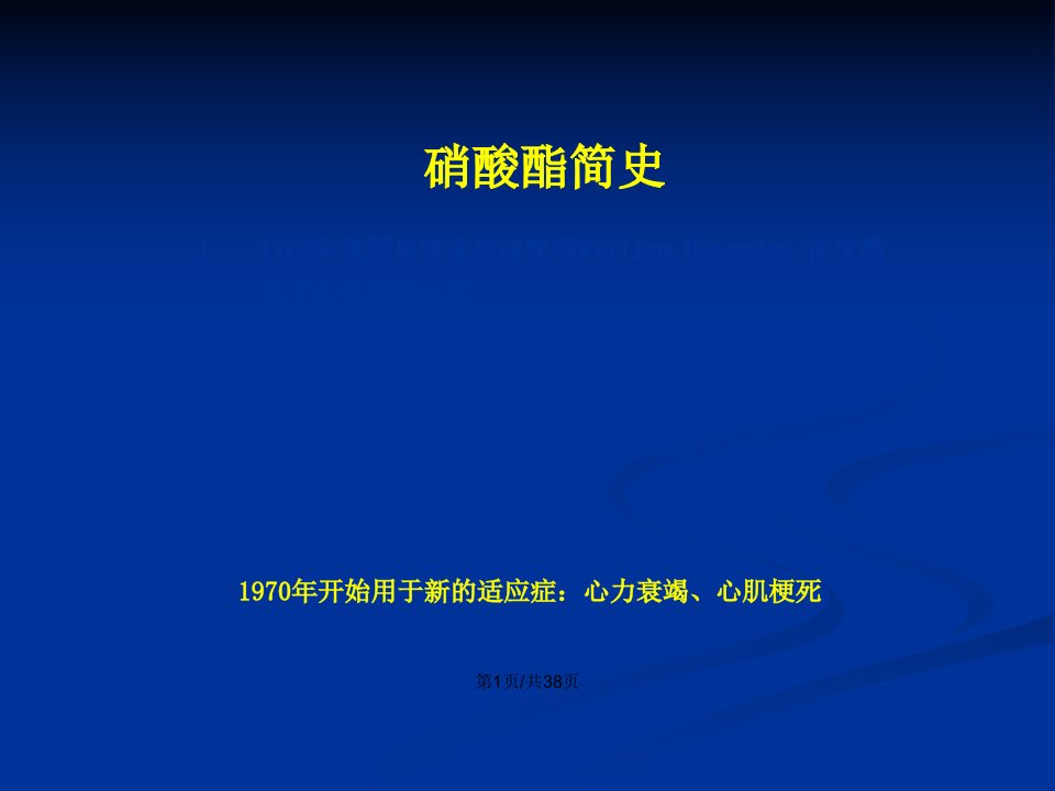 硝酸酯类药物在心力衰竭中的应用刘俊培训幻灯