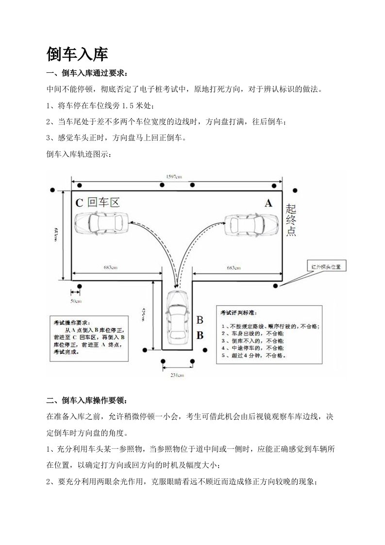 科目二考试内容及标准(常规)