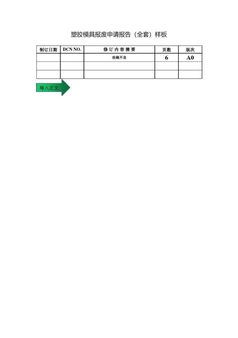 塑胶模具报废申请报告样板