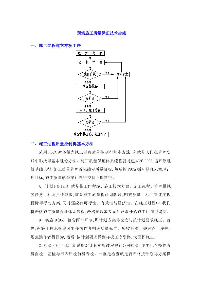 现场施工质量保证技术措施