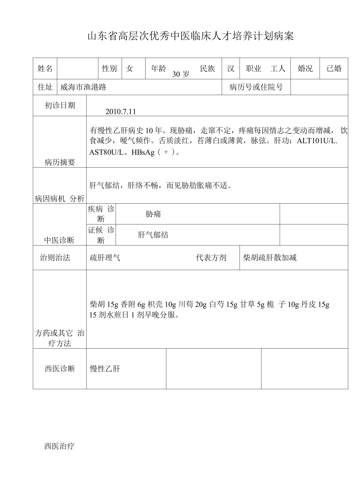 21中医优才病案整理