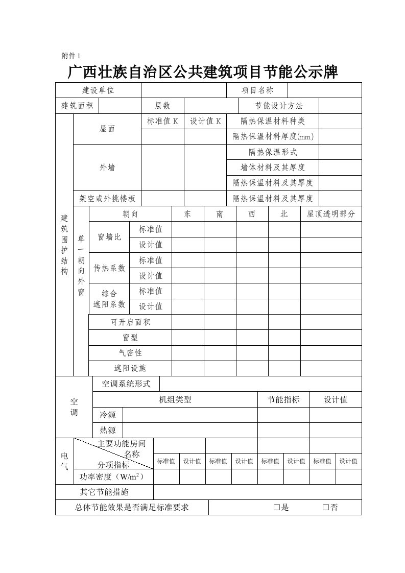 广西壮族自治区公共建筑项目节能公示牌