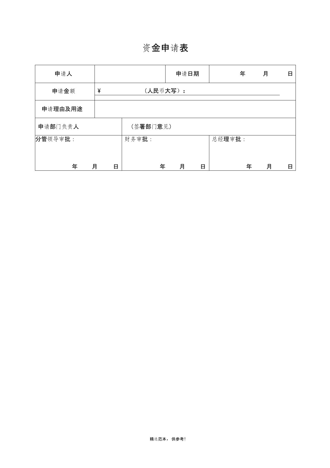 公司备用金申请表及收款收据模板