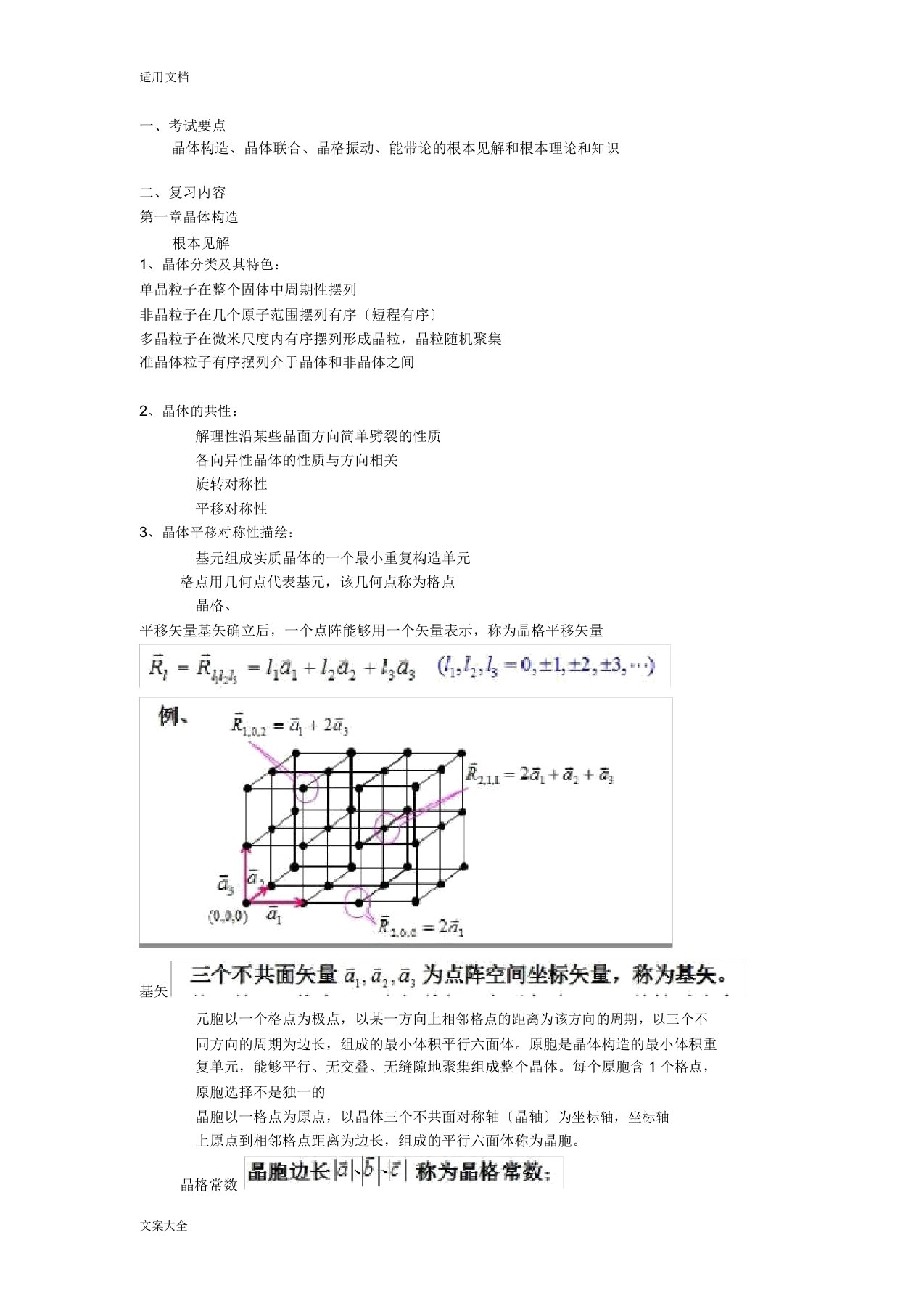 固体物理知识点总结材料