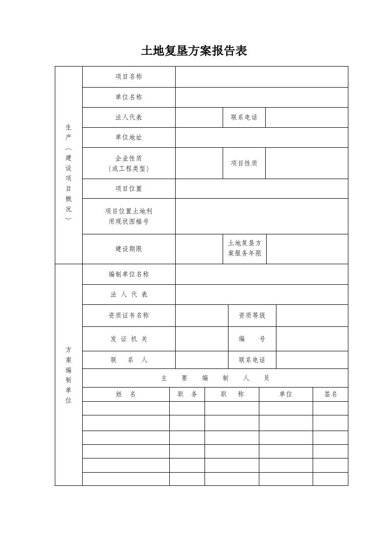 土地复垦方案报告表