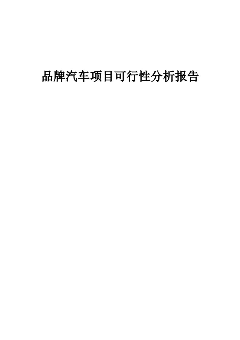 品牌汽车项目可行性分析报告