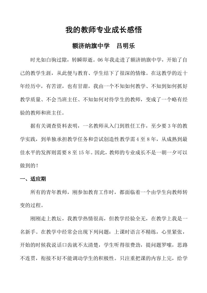 我教师专业成长故事