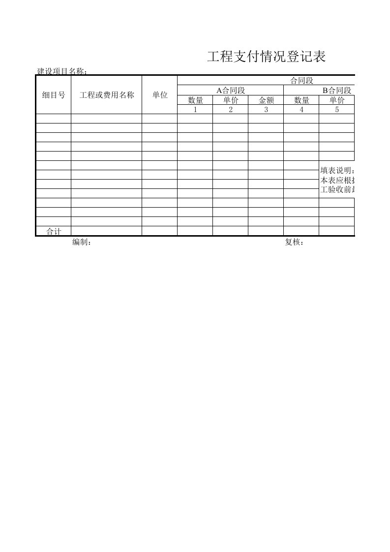 表格模板-公路工程管理用表范本工程支付情况登记表