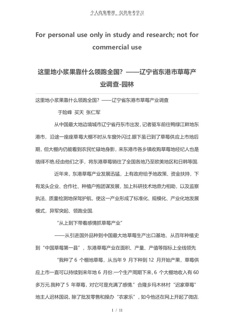 这里的小浆果靠什么领跑全国？——辽宁东港草莓产业调查