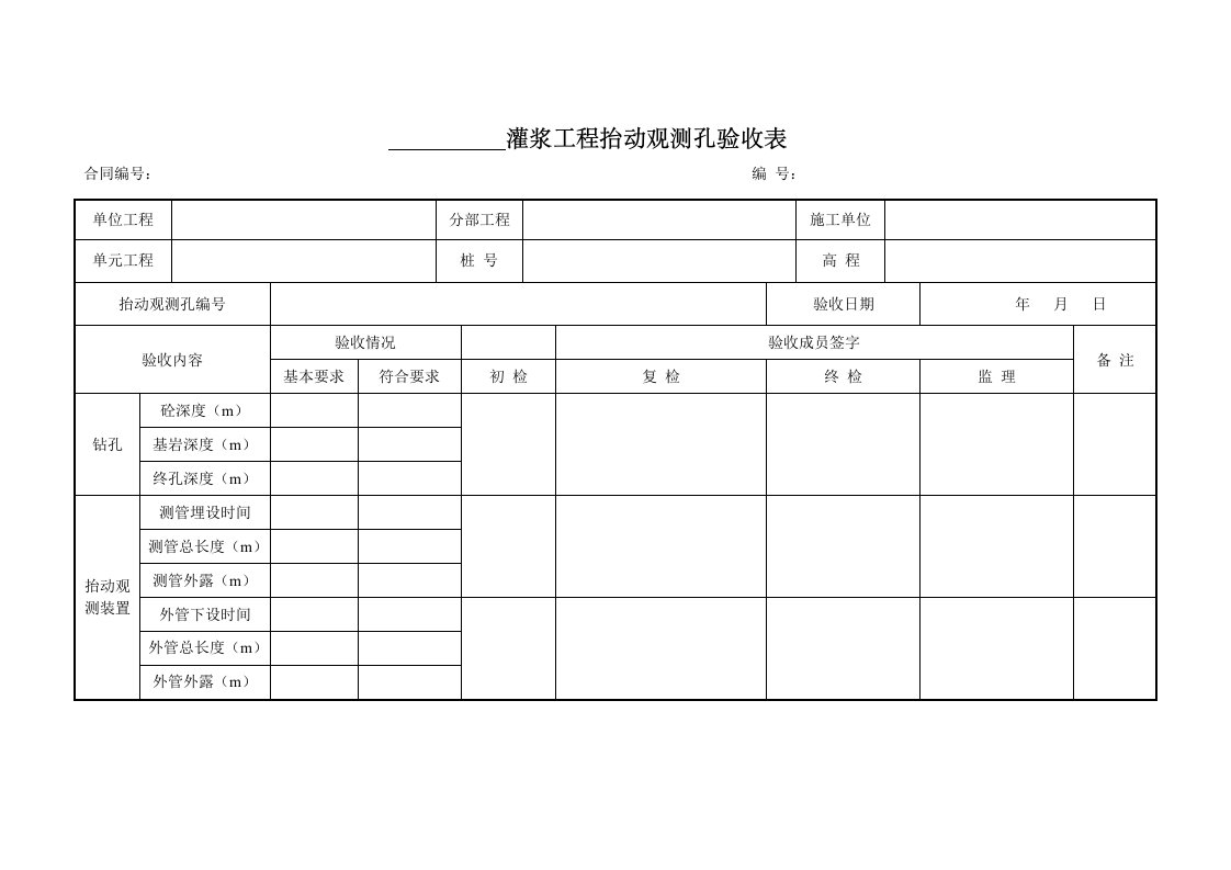 灌浆工程各类12套表格表