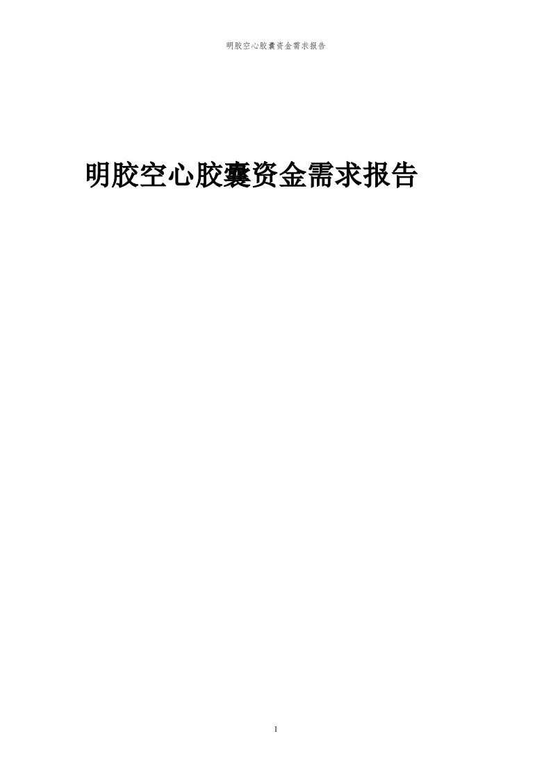 2024年明胶空心胶囊项目资金需求报告代可行性研究报告