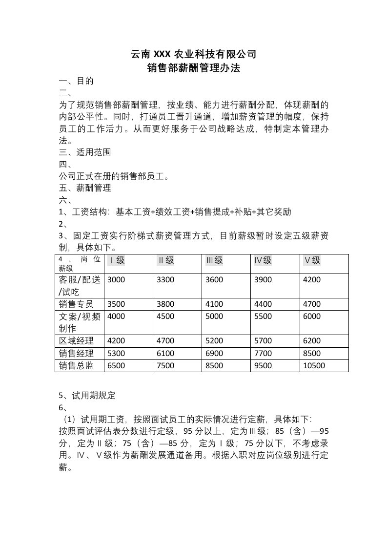 精品文档-农业科技公司销售部薪酬绩效方案