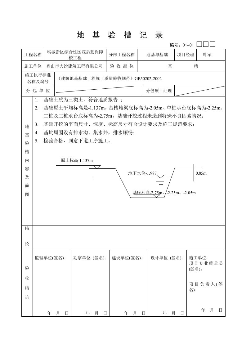 地基验槽记录[1]