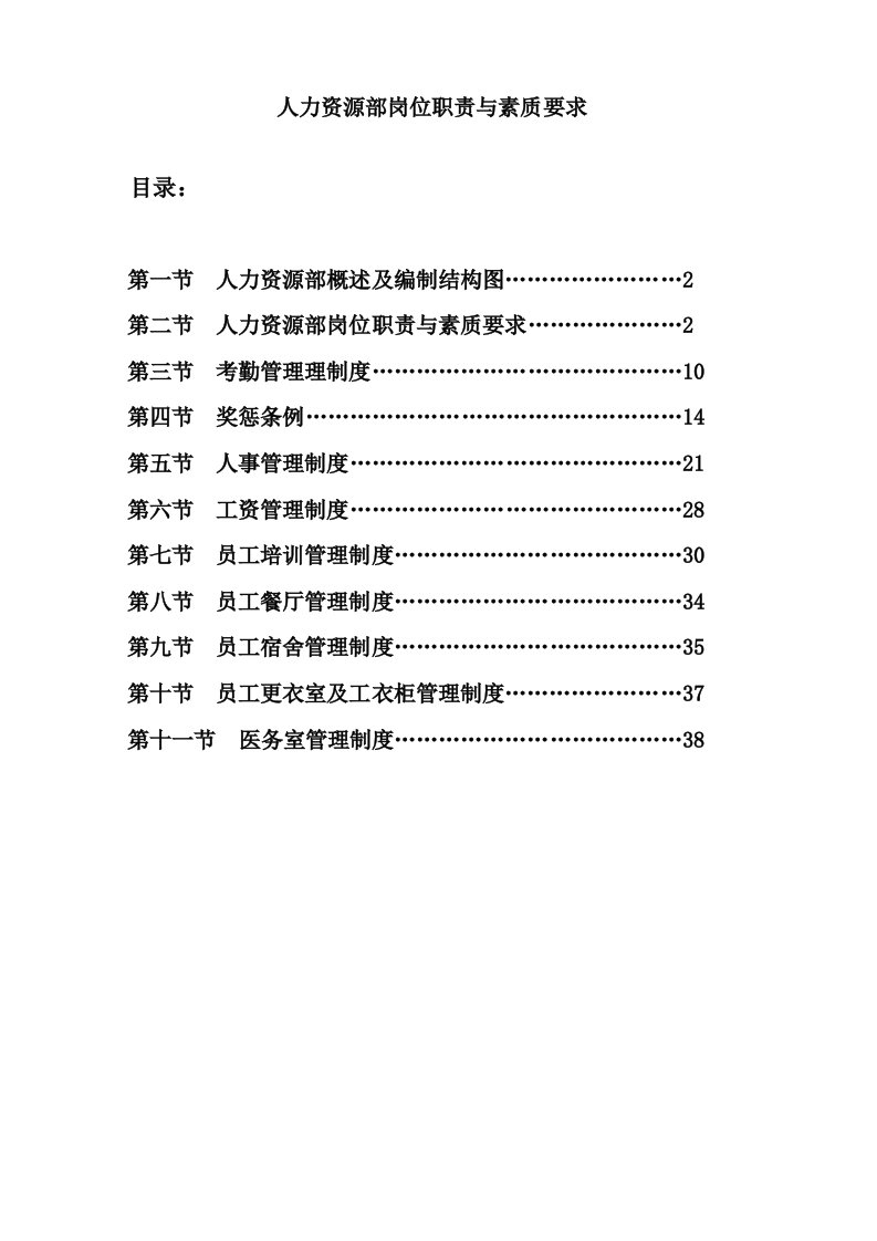 人力资源部岗位职责与素质要求