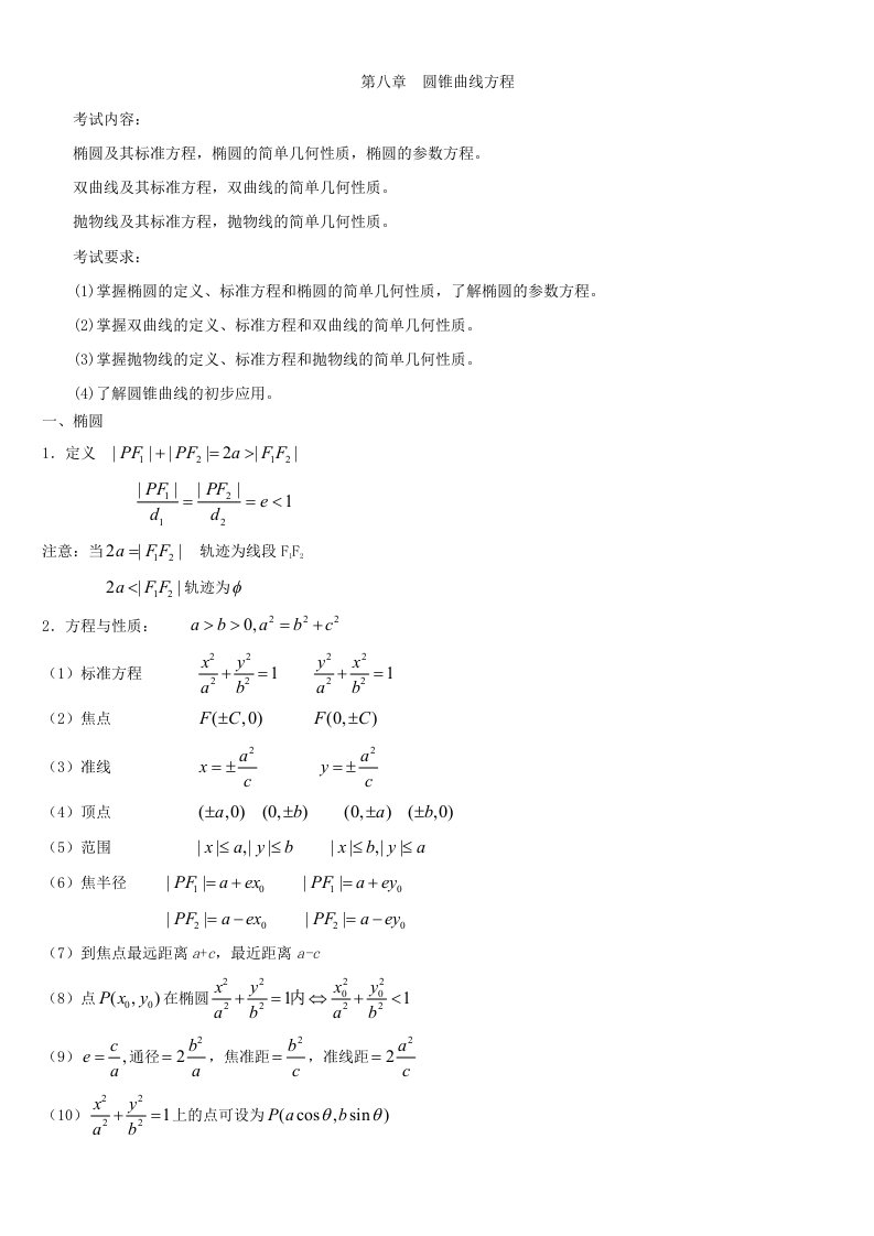 高二数学常用公式大全