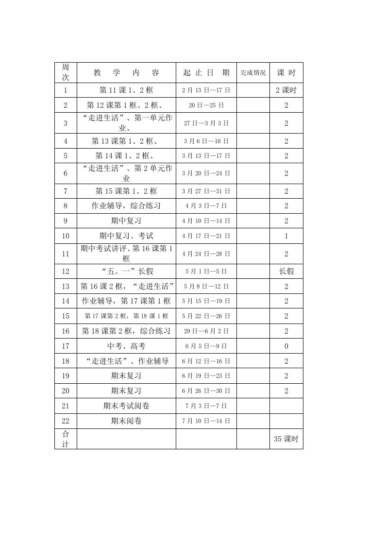 鲁教版初中七年级下册精品教案