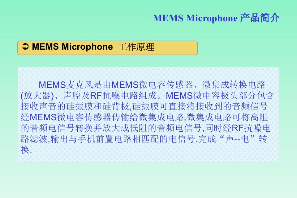 MEMS数字麦克风基本知识教育课件