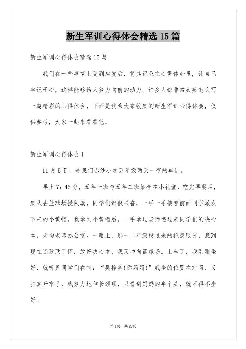 新生军训心得体会精选15篇例文7