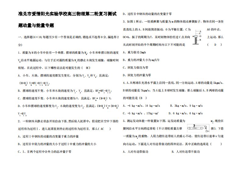 高三物理第二轮复习测试题动量与能量专题