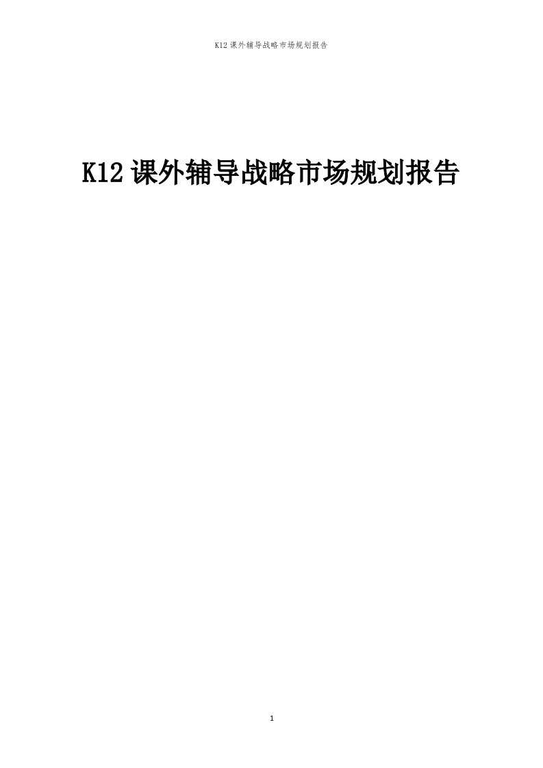 年度K12课外辅导战略市场规划报告