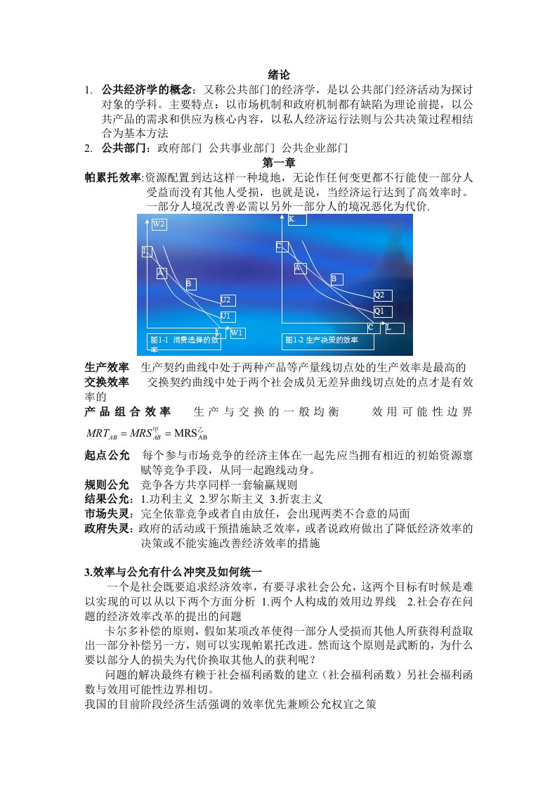 公共经济学重点