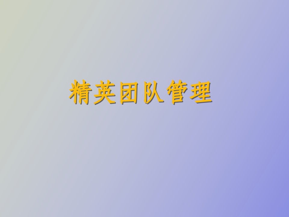 精英团队管理