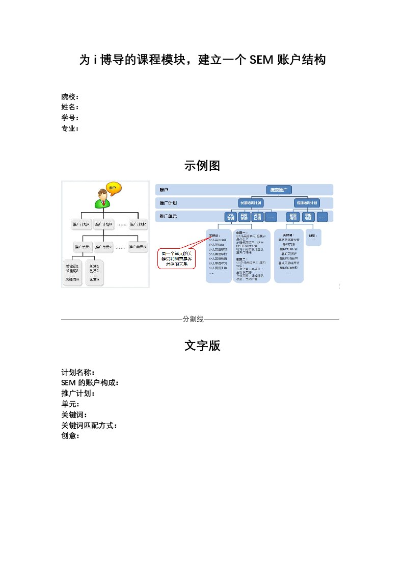 为i博导的课程模块，建立一个sem账户结构