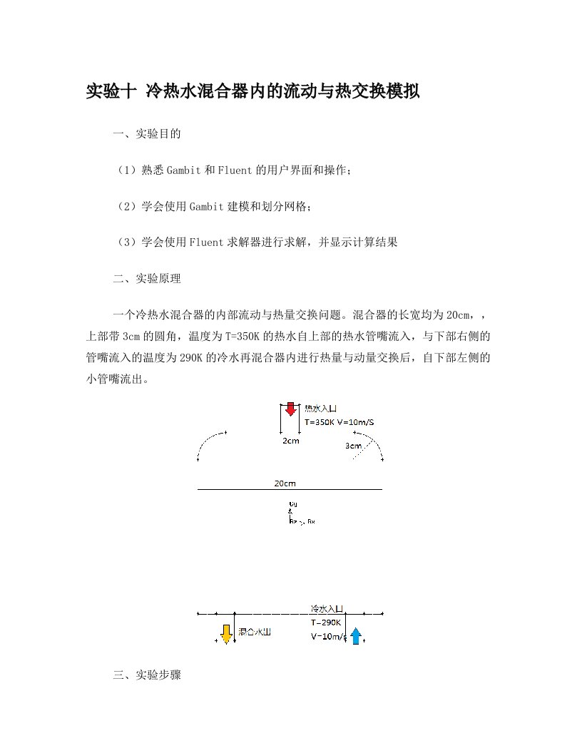 冷热水混合器内的流动与热交换模拟(fluent)