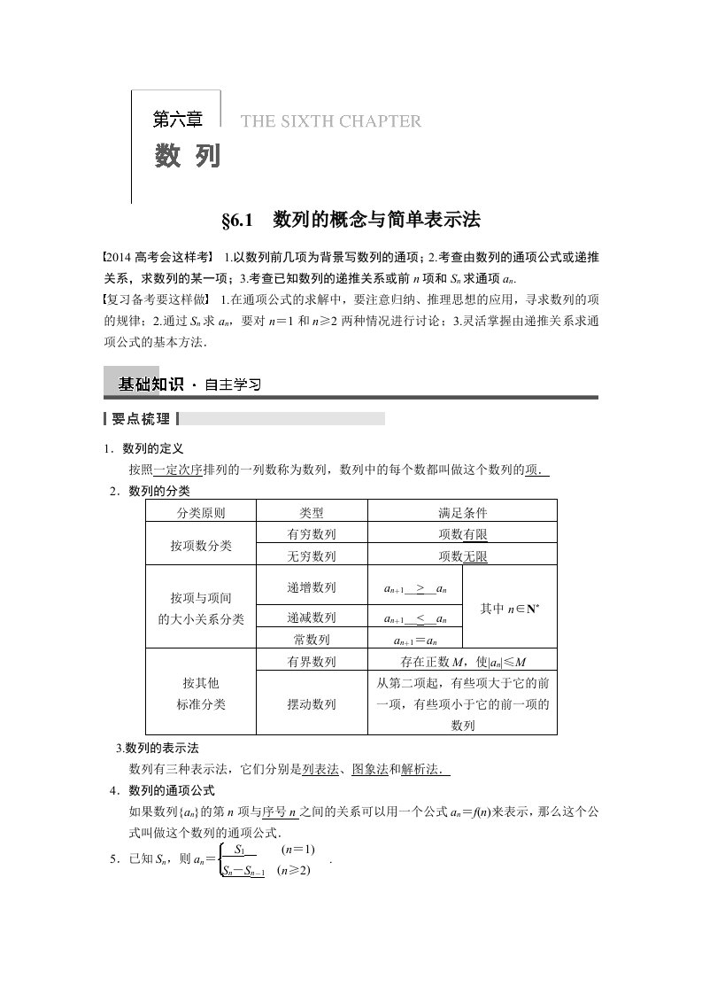 高中数学【配套版文档】6.1数列的概念与简单表示法