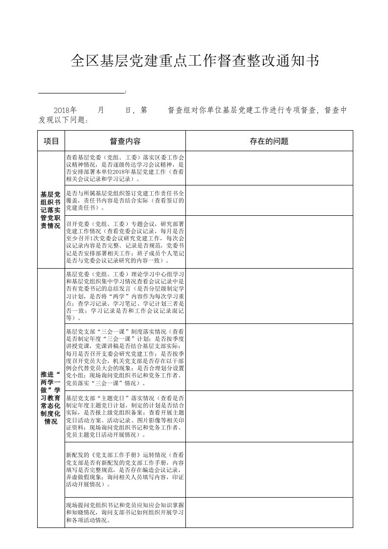 基层党建工作督查整改通知书第五稿3.15