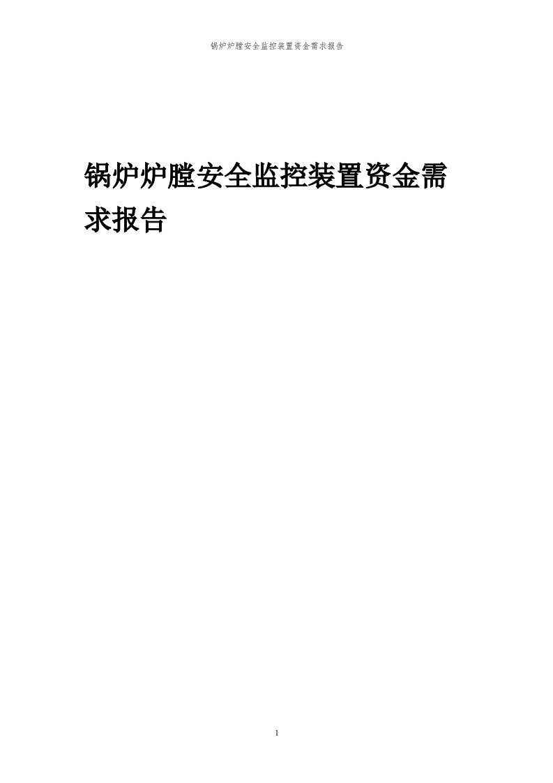 2024年锅炉炉膛安全监控装置项目资金需求报告代可行性研究报告