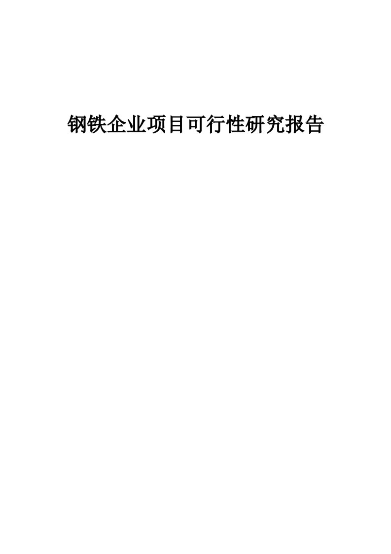 钢铁企业项目可行性研究报告