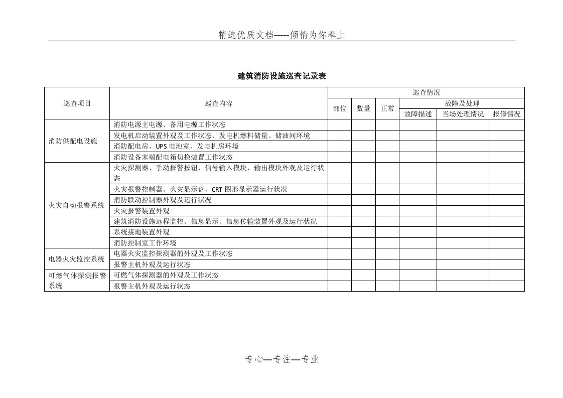 建筑消防设施巡查记录表(共5页)