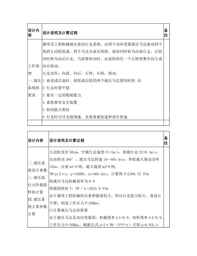 履带式工程机械液压驱动行走系统设计