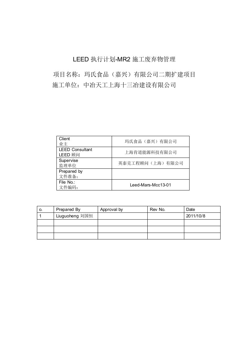 施工废弃物管理计划